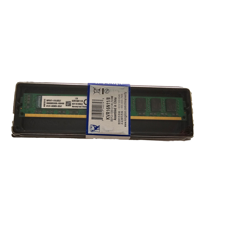 رم دسکتاپ DDR3 کینگستون مدل KVR16N11/8 ظرفیت 8 گیگابایت، فرکانس 1600 مگاهرتز، PC3-12800، تک‌کاناله از نوع DIMM