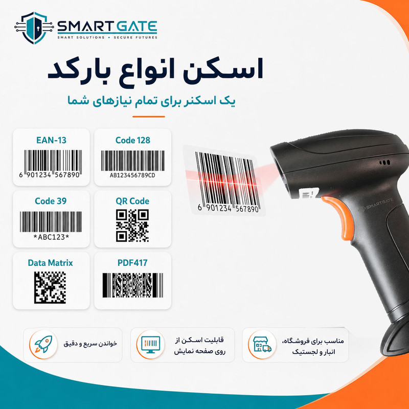 بارکدخوان دو بعدی بی‌سیم اسمارت گیت مدل U12-W
