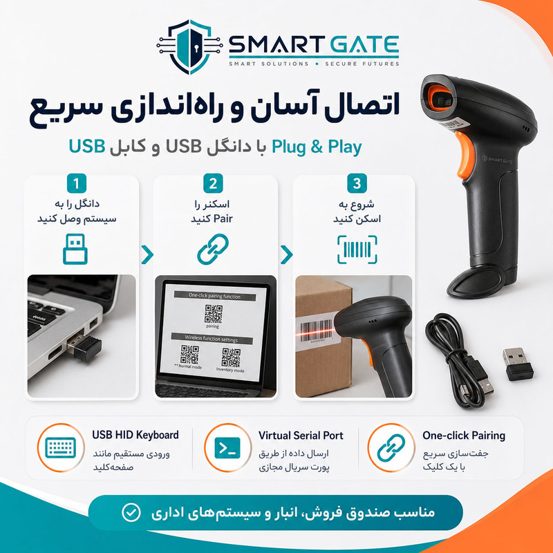 بارکدخوان دو بعدی بی‌سیم اسمارت گیت مدل U12-W