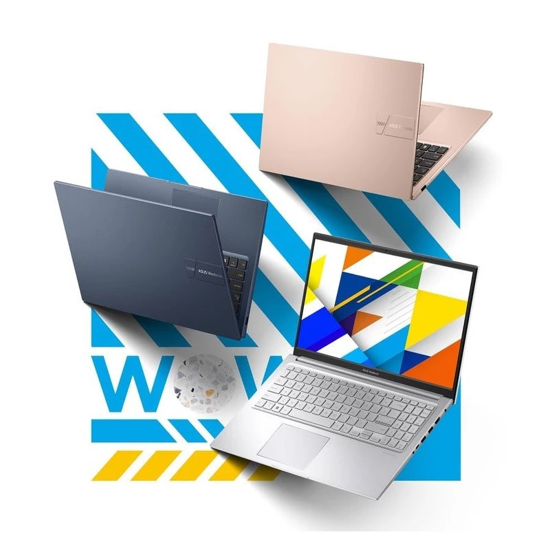لپ‌تاپ 15.6 اینچی ایسوس Vivobook 15 X1504VA، پردازنده نسل 13 اینتل مدل Core i3 1315U، با نمایشگر Full HD مات، حافظه رم 8 گیگابایت DDR4 و حافظه داخلی SSD با ظرفیت 512 گیگابایت، وبکم HD با درپوش لنز