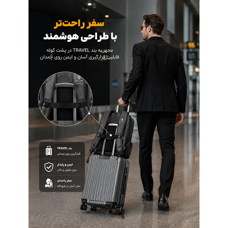 کیف لپ تاپ آرتیک هانتر مدل Newplus 128 مناسب برای لپ‌تاپ‌های 17 اینچ