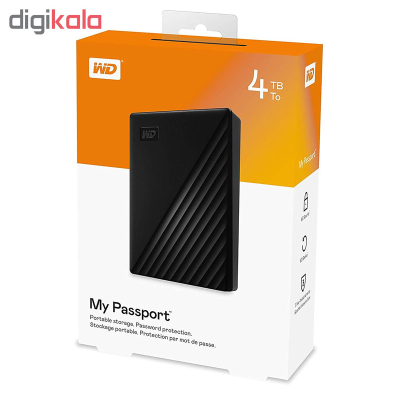هارد اکسترنال وسترن دیجیتال مدل My Passport ظرفیت 4 ترابایت با استاندارد ارتباطی USB 3.2 Gen1
