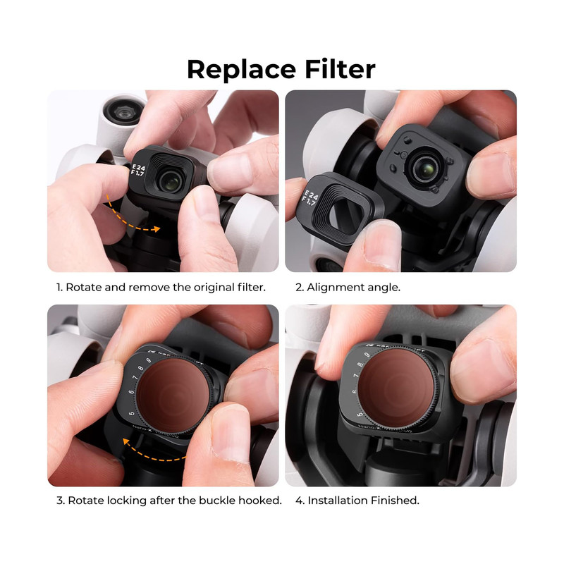 فیلتر لنز کی اند اف مدل  VARIABLE ND LENS FILTERS KIT 2 (ND2-32 + ND32-512) FOR DJI MINI 3/MINI 3PRO -NANO-X