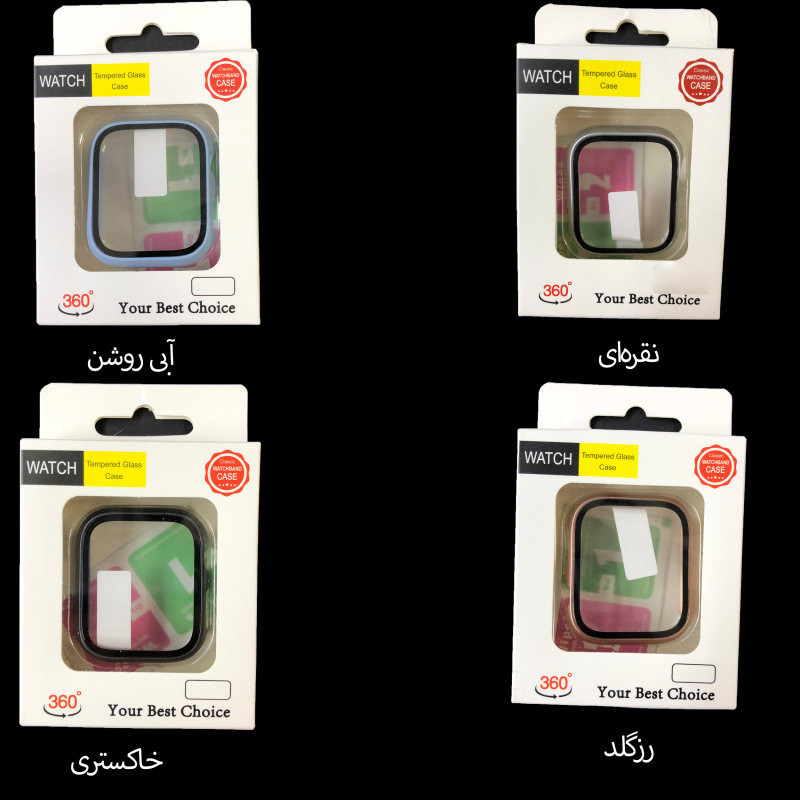 کاور مدل Tempered Glass Case مناسب برای اپل واچ سری 4/5/6/SE سایز 44 میلی متری