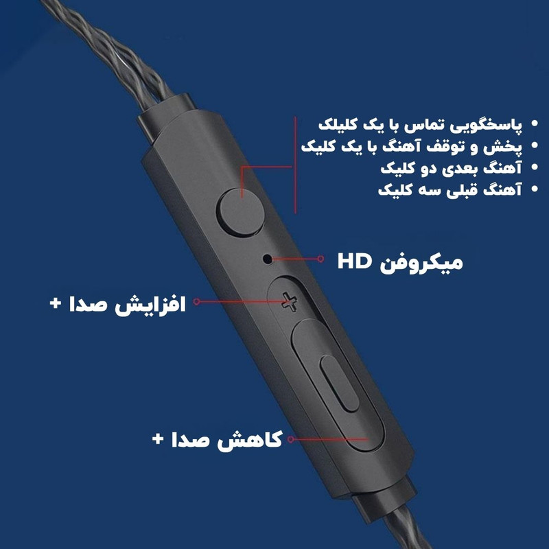 هندزفری سیمی تو گوشی مدل V-4O با نویز کنسلینگ فعال، رابط USB Type-C، کلید مدیریت صدا، گیره نگهدارنده و پد گوشی یدکی