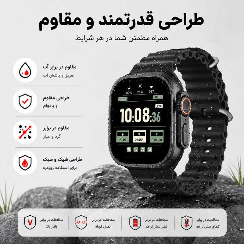 ساعت هوشمند ۴۹ میلی متری لیواکس مدل H13  با بند پارچه ای