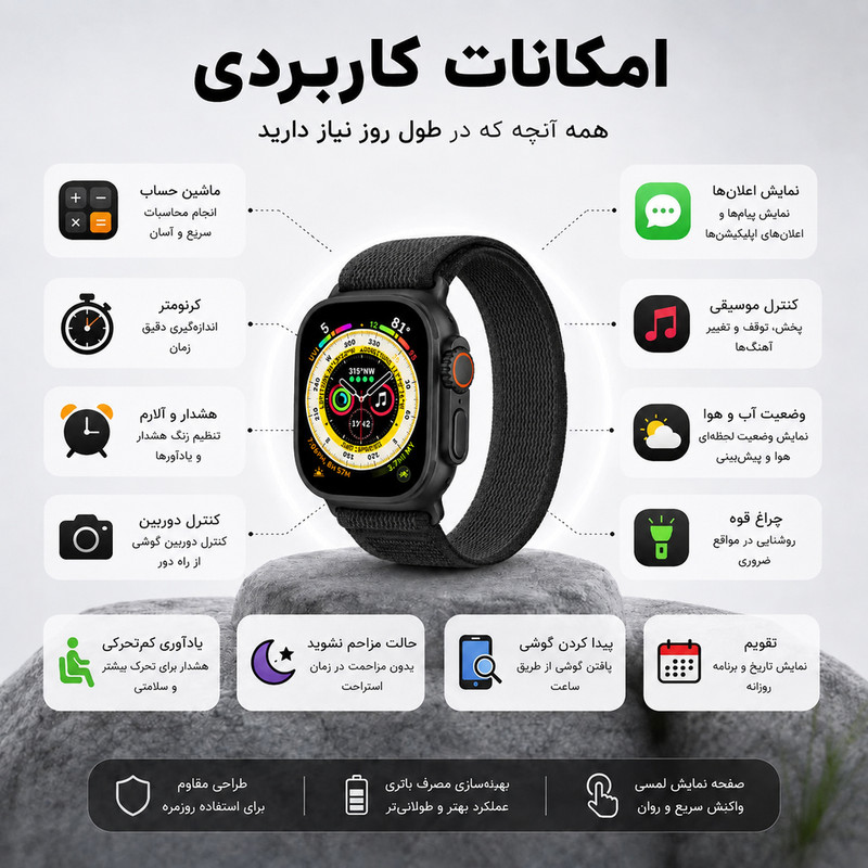 ساعت هوشمند ۴۹ میلی متری لیواکس مدل H13  با بند پارچه ای