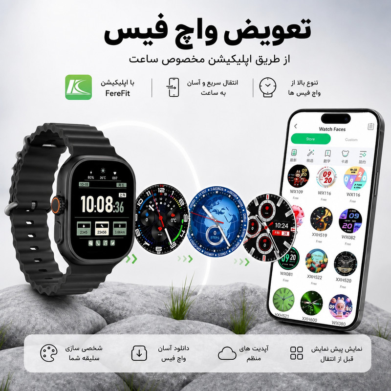 ساعت هوشمند ۴۹ میلی متری لیواکس مدل H13  با بند پارچه ای