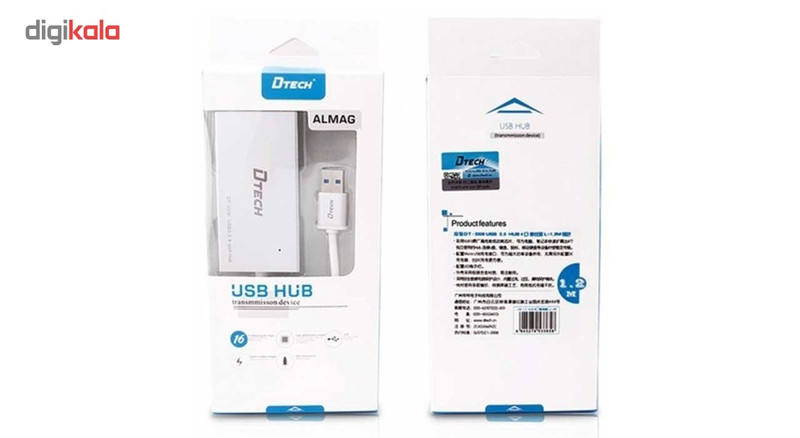 هاب 4 پورت USB3.0 دیتک مدل DT-3308 به طول 25 سانتی متر