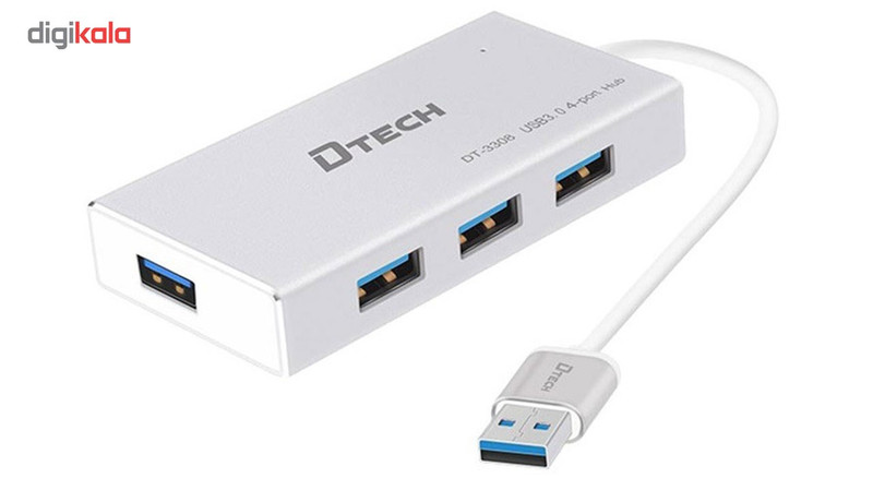 هاب 4 پورت USB3.0 دیتک مدل DT-3308 به طول 25 سانتی متر