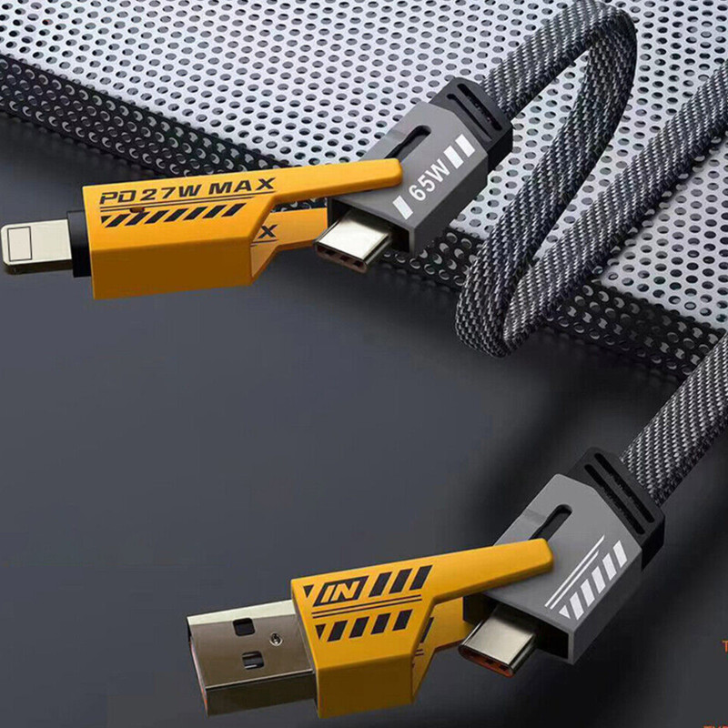 کابل تبدیل USB/USB-C به لایتنینگ/USB-C اچ تی ام مدل 4in1 طول 1.2 متر