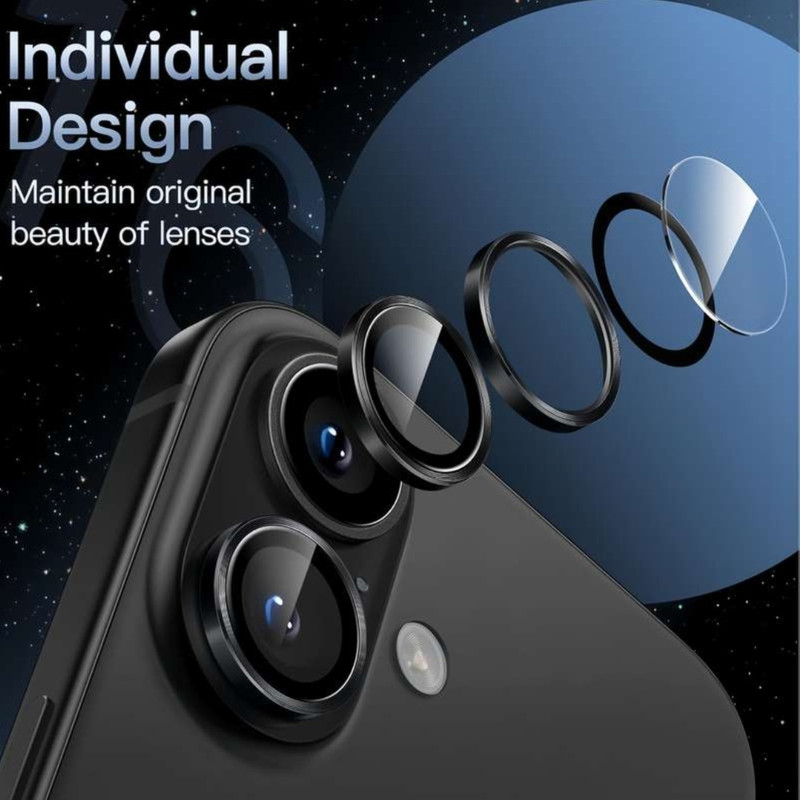 محافظ لنز دوربین تیسیکالا مدل رینگی فلزی مناسب برای گوشی موبایل اپل IPhone 16 / 16 Plus