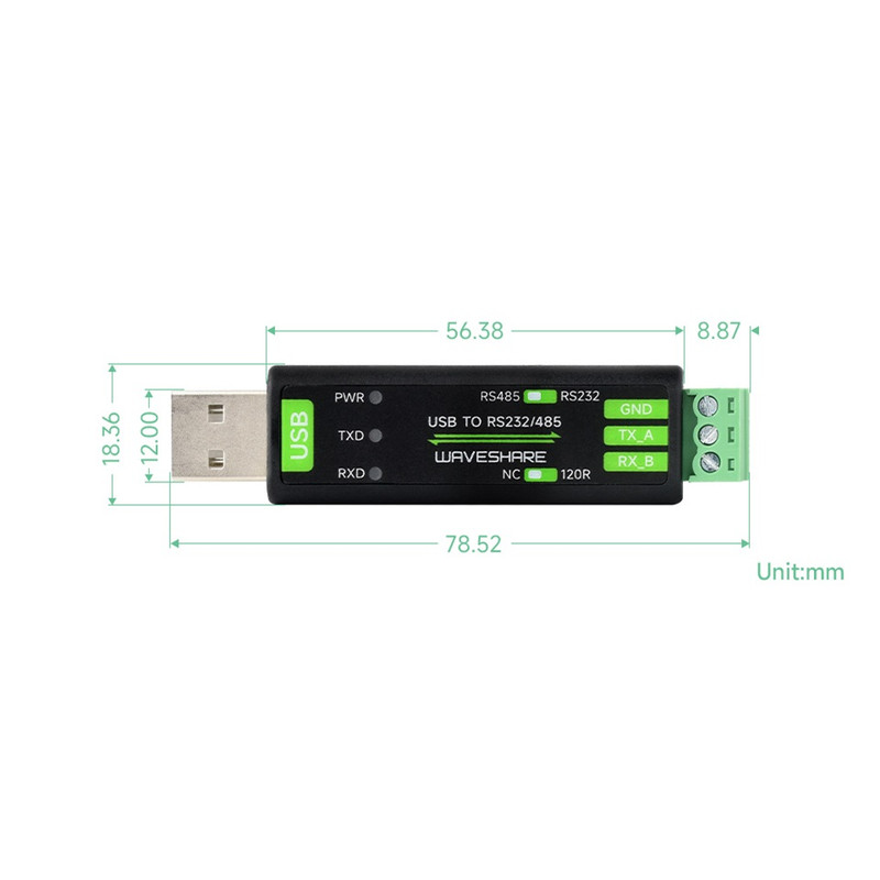 مبدل صنعتی USB به سریال ویوشیر مدل USB to RS232/485