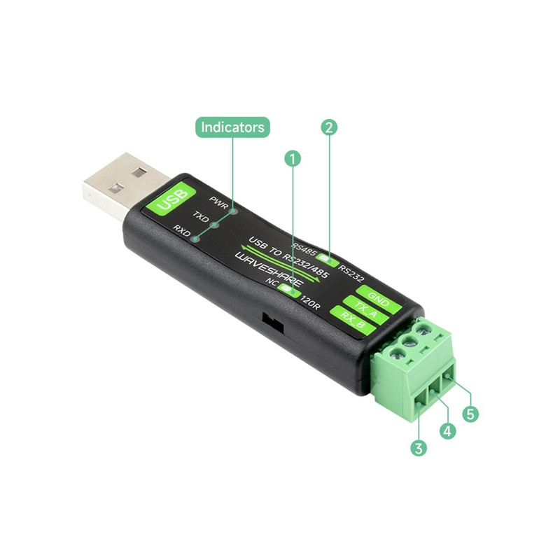 مبدل صنعتی USB به سریال ویوشیر مدل USB to RS232/485