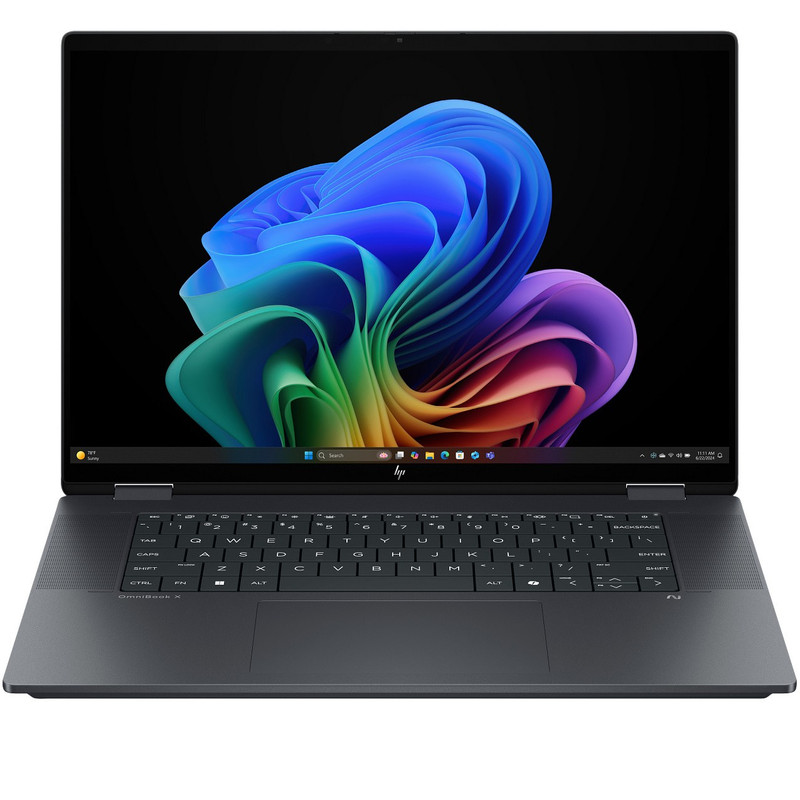 لپ‌تاپ 16 اینچی اچ‌پی مدل OmniBook X Flip 16-as0023dx، پردازنده Core Ultra 7-256V، رم 16 گیگابایت LPDDR5X، حافظه SSD با ظرفیت 1 ترابایت، نمایشگر لمسی چرخش 360 درجه و پشتیبانی از قلم، سیستم عامل ویندوز