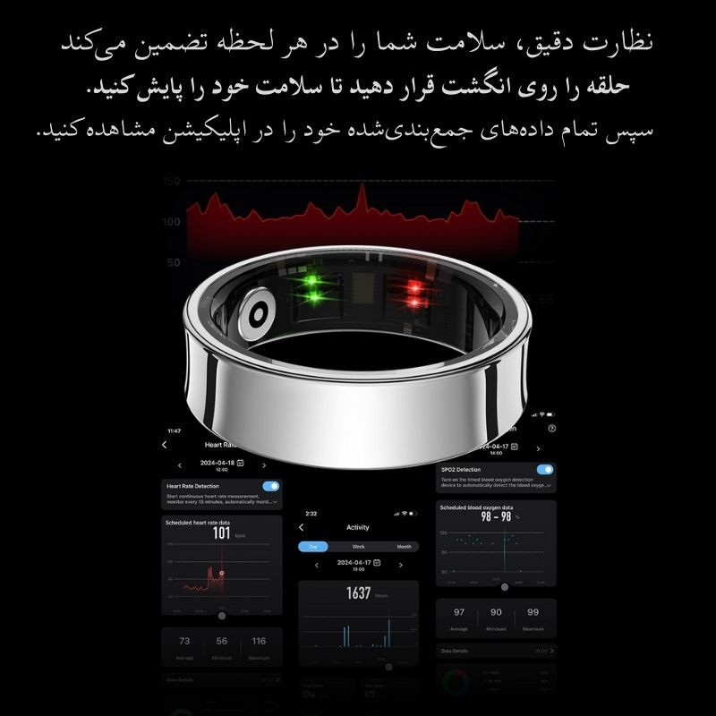 حلقه هوشمند اسمارت رینگ مدل r09 رنگ طلایی