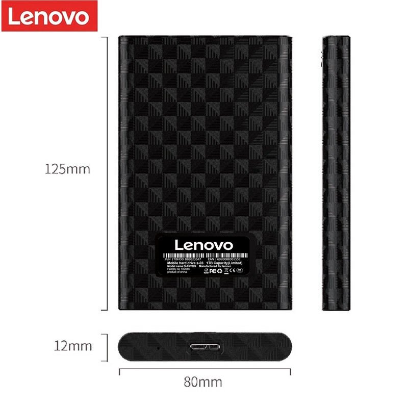 هارد اکسترنال لنوو مدل f309 ظرفیت 500 گیگابایت با استاندارد ارتباطی USB 3.1 Gen1