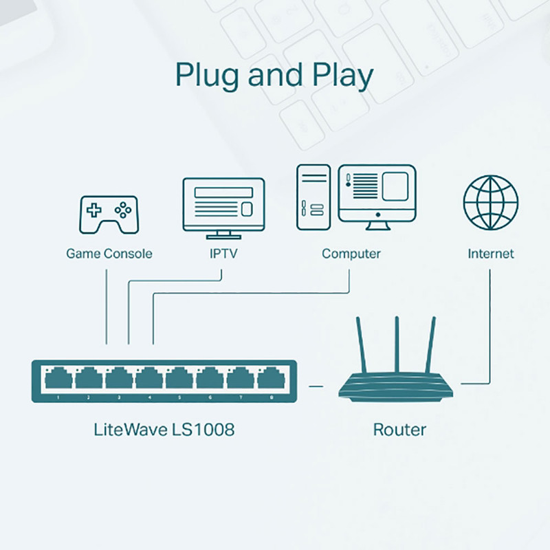 سوییچ 8 پورت مگابیتی و دسکتاپ تی پی-لینک مدل LS1008