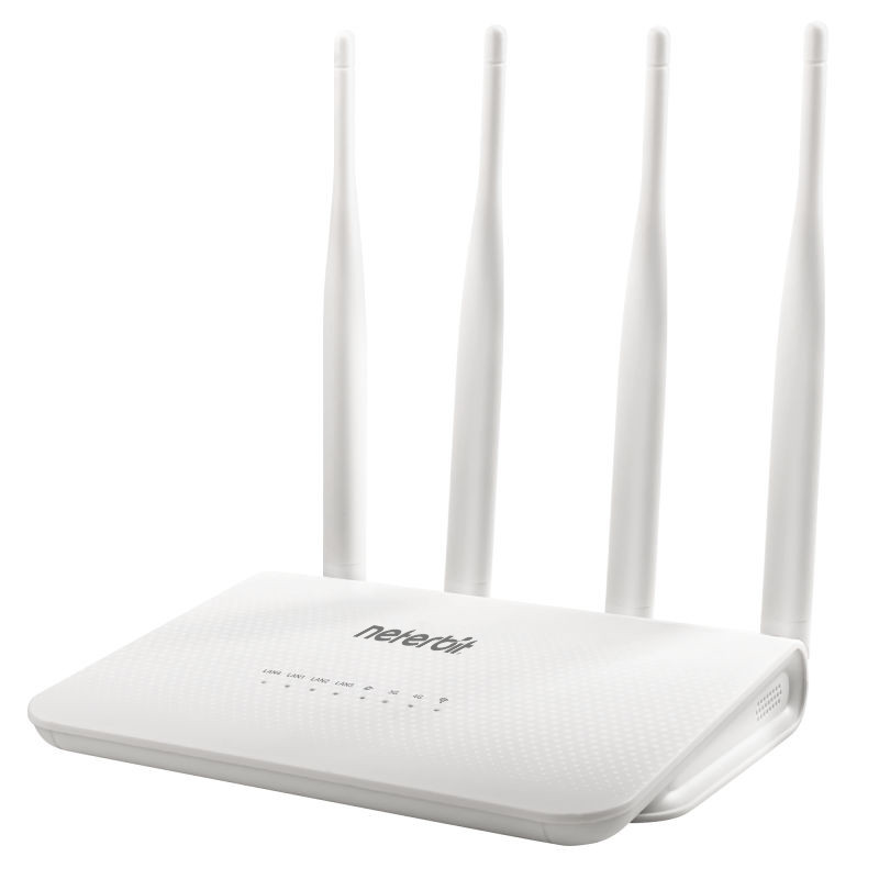 مودم 4G LTE نتربیت مدل NW-431F با پشتیبانی از استاندارد Wi-Fi 4، سرعت 300Mbps در باند 2.4GHz، چهار پورت LAN برای اتصال سیمی پایدار و منبع تغذیه آداپتور برق
