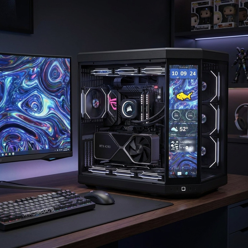 کیس کامپیوتر گیمینگ هایت مدل Y70 TOUCH INFINITE PITCH BLACK