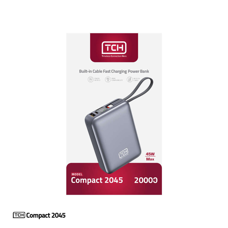 پاوربانک 45 وات تی سی اچ مدل Compact 2045 ظرفیت 20000 میلی‌آمپرساعت