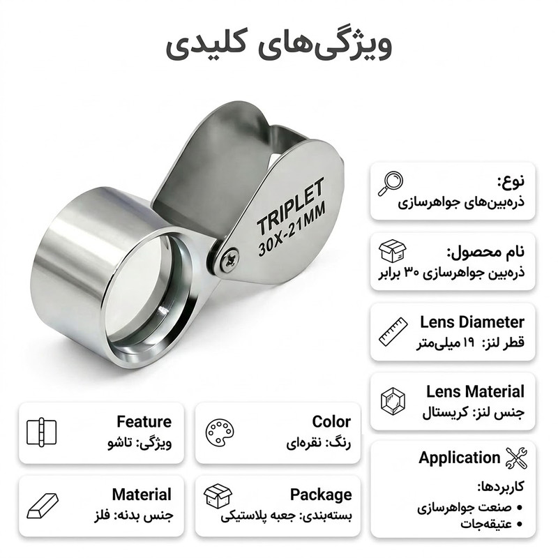 ذره بین مدل جواهر سازی کد Triplet1