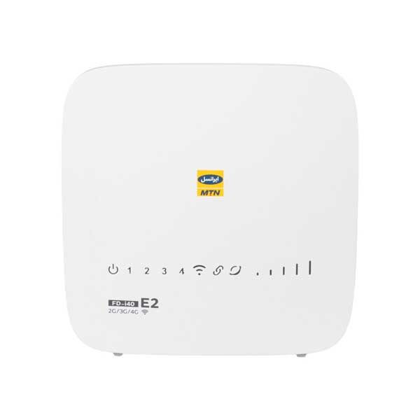 مودم 4G ایرانسل مدل FD-i40 E2 با سرعت انتقال داده تا 150 مگابیت بر ثانیه، پشتیبانی از 32 کاربر همزمان، 4 پورت LAN، کلید WPS برای اتصال سریع و امن و قابلیت اتصال بی‌سیم و باسیم به اینترنت