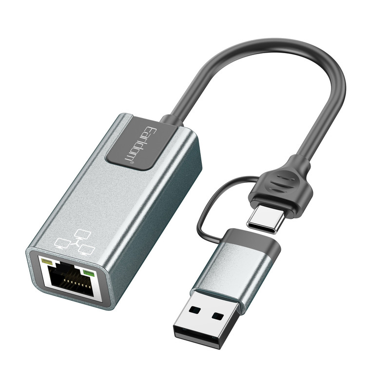 کارت شبکه اکسترنال مبدل USB-A/USB-C به LAN ارلدام مدل NC3 RJ45