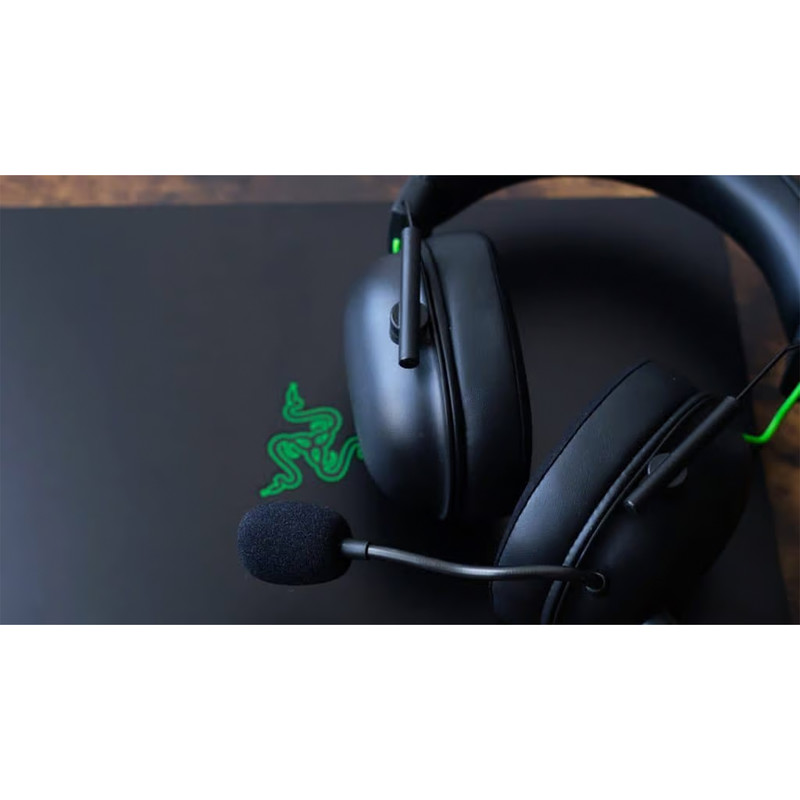 هدست گیمینگ ریزر مدل BlackShark V2 X با نویز کنسلینگ بدنه و نویز کنسلینگ میکروفون (ENC)، اتصال از طریق جک 3.5 میلی‌متری، دارای صدای فراگیر 7.1 کاناله، دارای تکنولوژی صدای 360 درجه