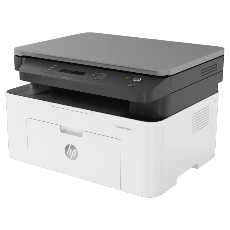 پرینتر لیزری 3 کاره اچ‌پی مدل Laser MFP 136w با قابلیت پرینت، اسکن و کپی، مجهز به اتصال Wi-Fi و USB