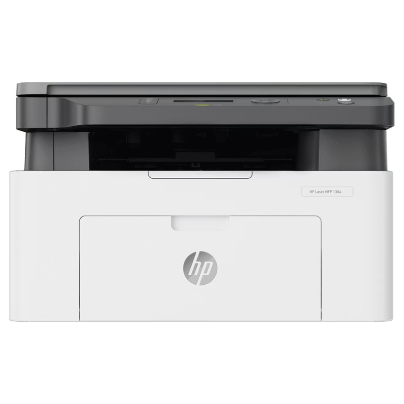 پرینتر لیزری 3 کاره اچ‌پی مدل LaserJet MFP 136a با قابلیت پرینت، اسکن و کپی، اتصال USB و نمایشگر