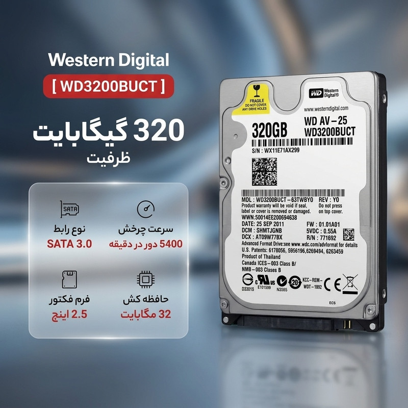 هارددیسک اینترنال وسترن دیجیتال مدل WD3200BUCT ظرفیت 320 گیگابایت
