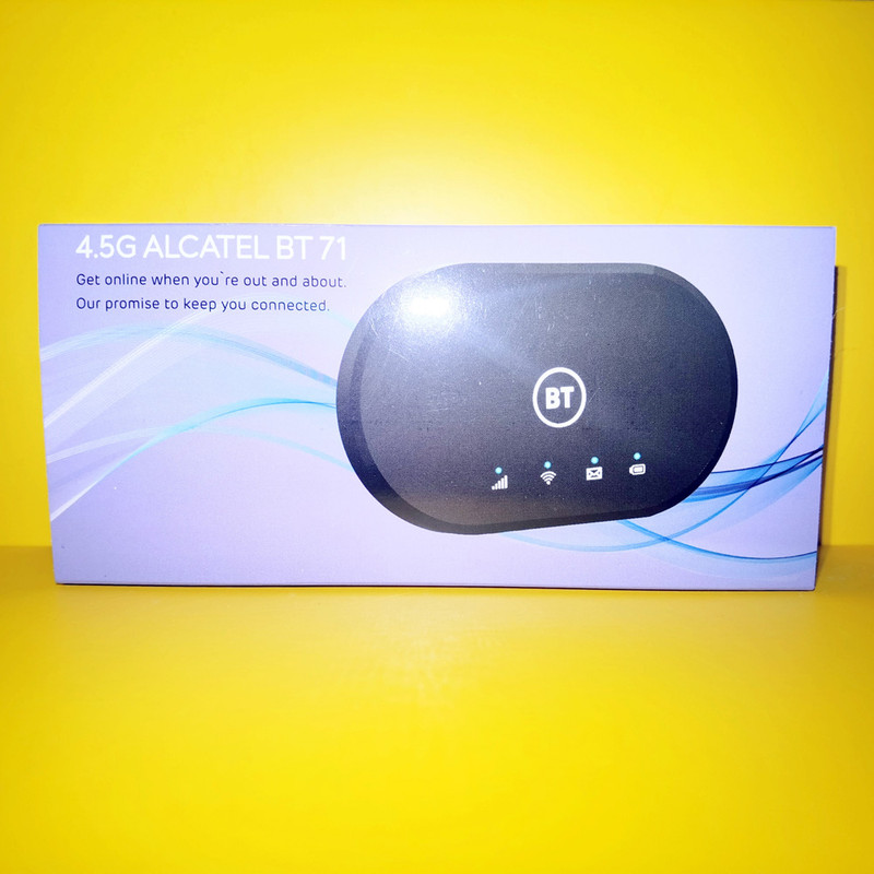 مودم 4.5G قابل حمل آلکاتل مدل BT71 با تکنولوژی Cat6 و Cat7، سرعت دانلود تا 300Mbps، پشتیبانی همزمان از 20 کاربر، وای‌فای دو بانده 2.4GHz و 5GHz، استاندارد IEEE 802.11b/g/n/ac، باتری با شارژدهی 7 تا 8 ساعت و قابلیت ارسال SMS